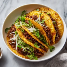 Cooking process for crispy beef tacos showing technique and proper timing