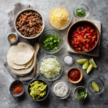 Perfectly cooked crispy beef tacos served and ready to eat - final result