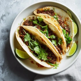 Step-by-step preparation of Classic Beef Tacos showing ingredients and initial cooking steps