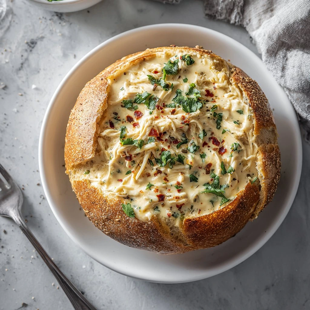 Cheesy Chicken Bread Boats