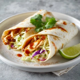 Step-by-step preparation of Sweet Chili Chicken Wraps showing ingredients and initial cooking steps
