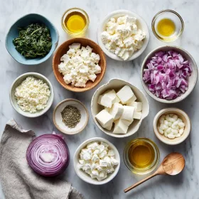 Step-by-step preparation of Mediterranean Spinach Quesadillas showing ingredients and initial cooking steps